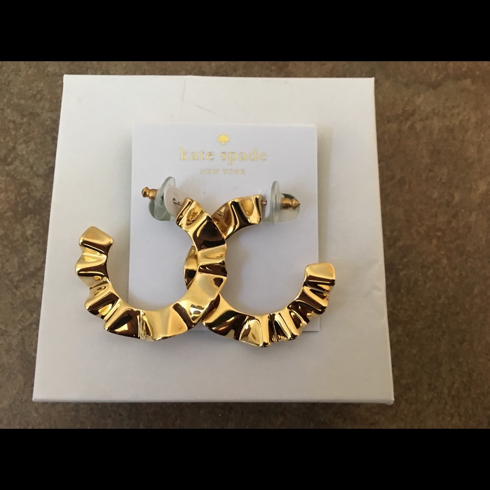 NWT Kate Spade Gold Wavy Hoop Earrings